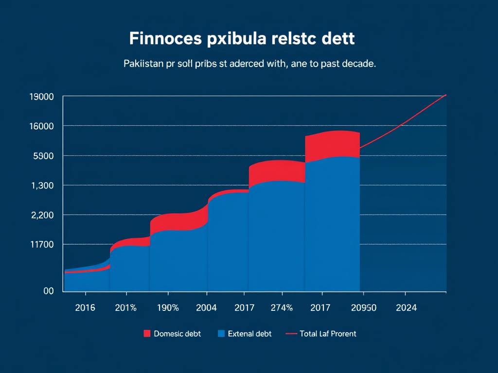 Chart showing Pakistan's public debt composition and growth over the past decade