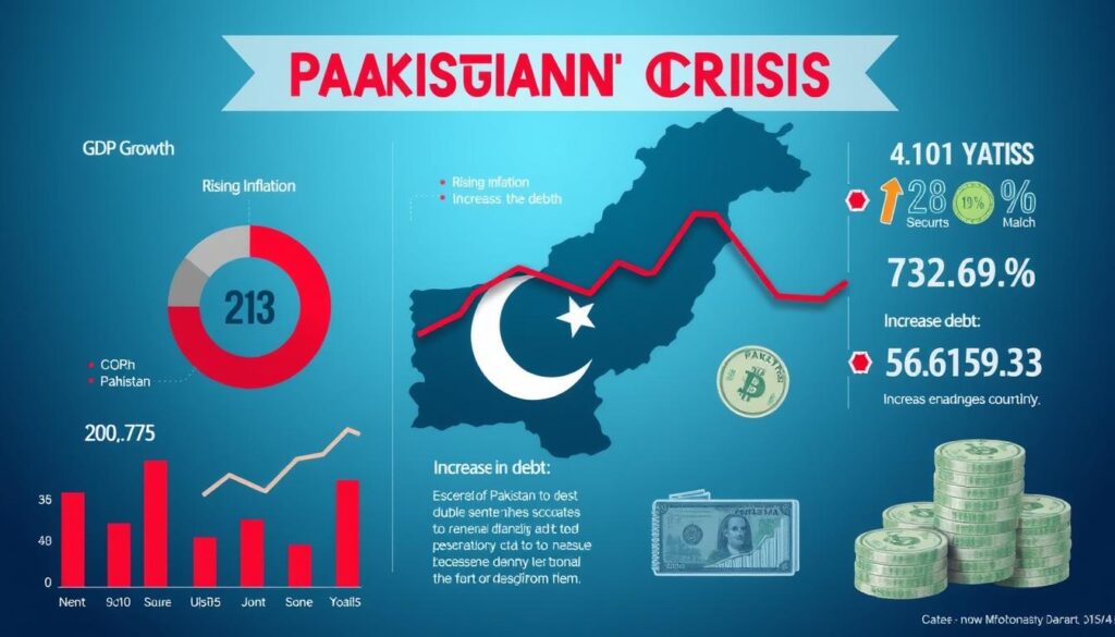 Pakistan economic crisis visualization showing key economic indicators declining