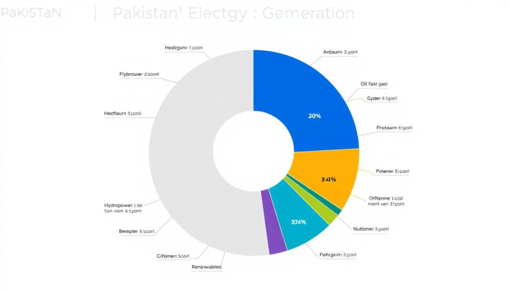 Pakistan's energy mix visualization showing reliance on different fuel sources for electricity generation